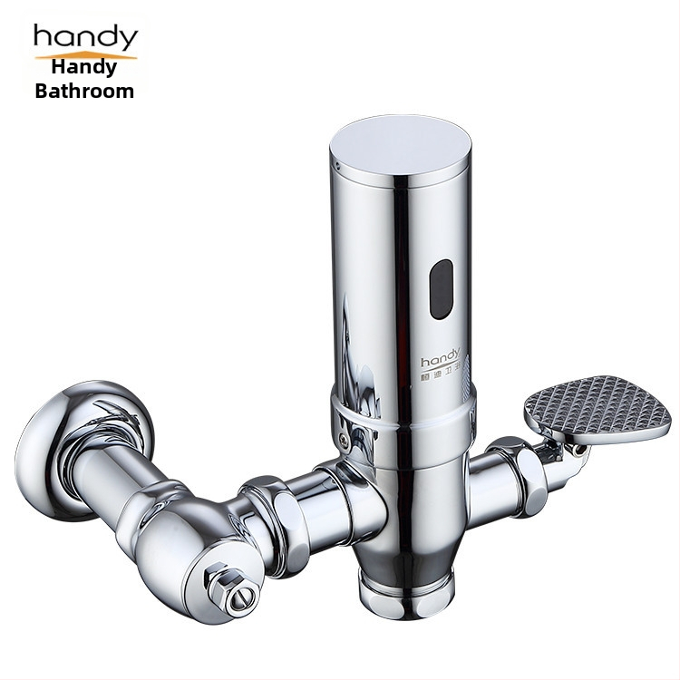 Valvă de spălare pentru toaletă cu senzor infraroșu, pedal dublu, automată, din cupru, model 7L20