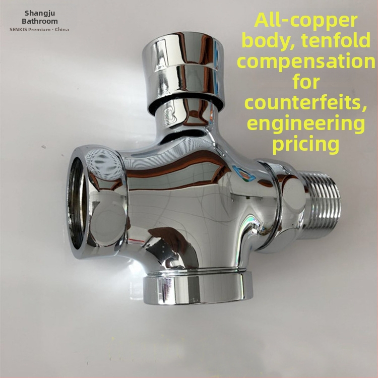 Valvă de spălare pentru toalete publice cu acționare manuală extensibilă, din cupru, model S20011, supapă triunghiulară cu închidere automată, ieșire diametru 6, timp de spălare 5 s