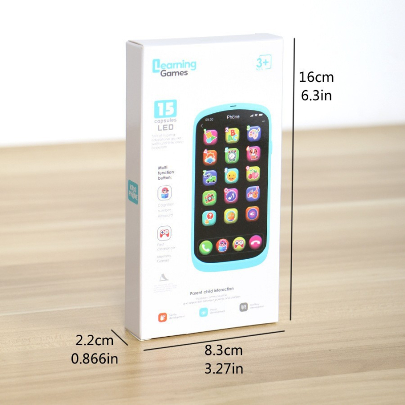 Telefon educațional cu ecran tactil pentru copii, muzică și voce, jocuri interactive, interacțiune emoțională și reacție la atingere; corp din plastic; memorie până la 1GB; alimentare cu baterii.