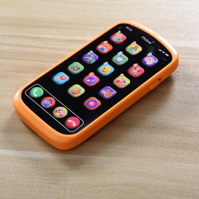 Telefon educațional cu ecran tactil pentru copii, muzică și voce, jocuri interactive, interacțiune emoțională și reacție la atingere; corp din plastic; memorie până la 1GB; alimentare cu baterii.