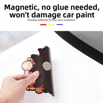 Магнитна автомобилна лепенка с карикатурен мотив за автомобили и електрически мотоциклети, PVC, персонализирана обработка, монтаж с лепило