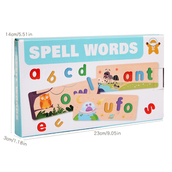 Drvene edukativne kartice s engleskim alfabetom za djecu, prepoznavanje voća i povrća — 3D puzzle za uzrast 4-6 godina, DIY paket
