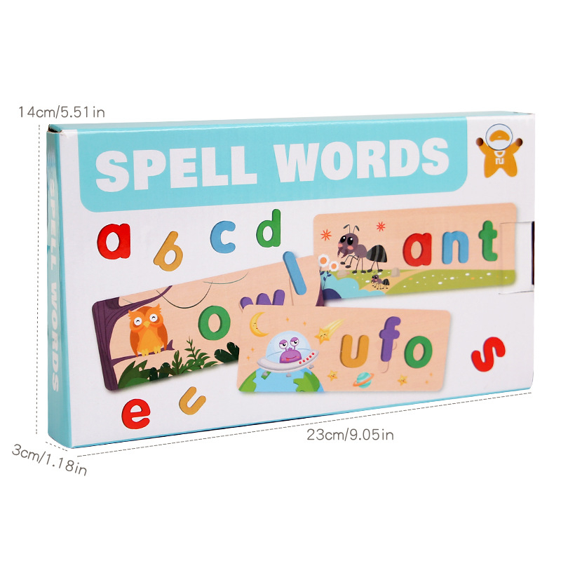 Drvene edukativne kartice s engleskim alfabetom za djecu, prepoznavanje voća i povrća — 3D puzzle za uzrast 4-6 godina, DIY paket