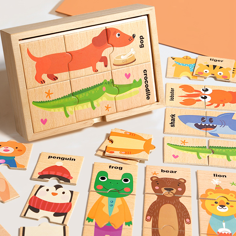 Drvene edukativne kartice s engleskim alfabetom za djecu, prepoznavanje voća i povrća — 3D puzzle za uzrast 4-6 godina, DIY paket