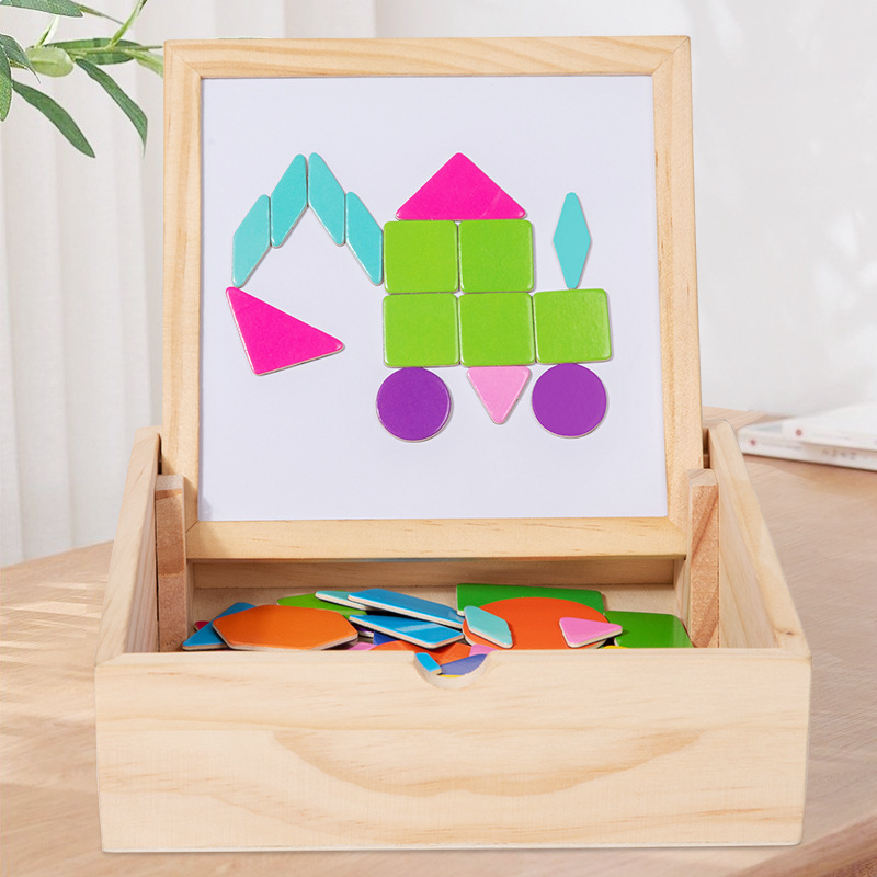 Magnetski Tangram 3D drvena slagalica za djecu od 4 do 6 godina, višenamjenska