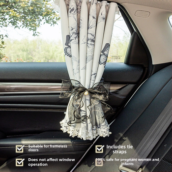 Perdea de umbrire auto cu șină glisantă încorporată, potrivire universală, material chenille, opacitate groasă, protecție solară și izolație termică pentru geamul lateral