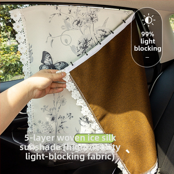 Perdea de umbrire auto cu șină glisantă încorporată, potrivire universală, material chenille, opacitate groasă, protecție solară și izolație termică pentru geamul lateral