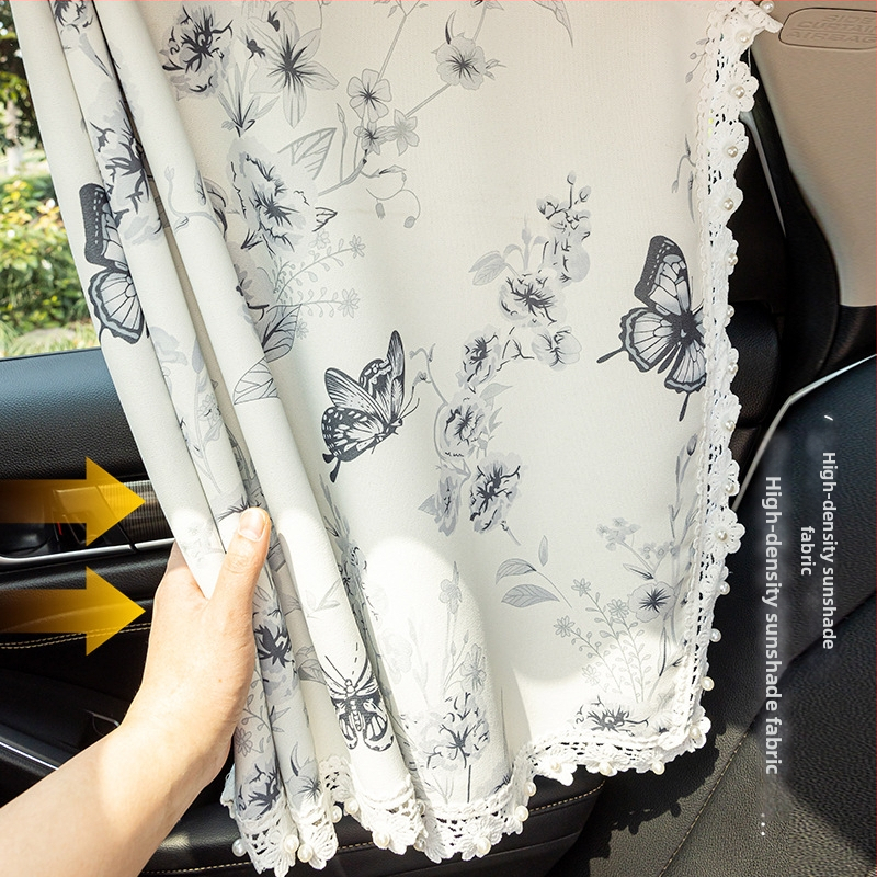 Perdea de umbrire auto cu șină glisantă încorporată, potrivire universală, material chenille, opacitate groasă, protecție solară și izolație termică pentru geamul lateral