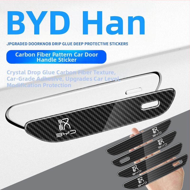 Protiskrípková gumová lišta na rukoväť dverí BYD Han, vzhľad karbónových vlákien, kompatibilná s Han rukoväťou, séria BYD-Han, prispôsobiteľné spracovanie