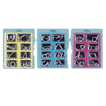 Puzzle cu nouă inele din oțel inoxidabil — Luban/Kongming Lock jucărie educațională, set de 24 piese, deblocare DIY pentru copii 4–6 ani