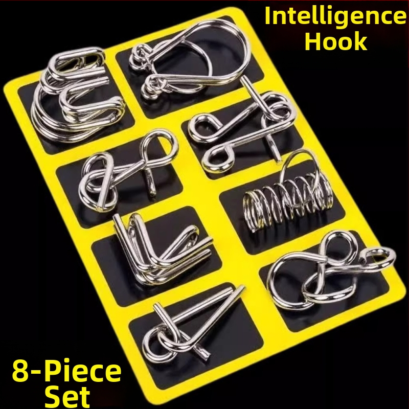 Puzzle cu nouă inele din oțel inoxidabil — Luban/Kongming Lock jucărie educațională, set de 24 piese, deblocare DIY pentru copii 4–6 ani