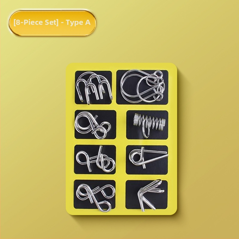 Puzzle cu nouă inele din oțel inoxidabil — Luban/Kongming Lock jucărie educațională, set de 24 piese, deblocare DIY pentru copii 4–6 ani