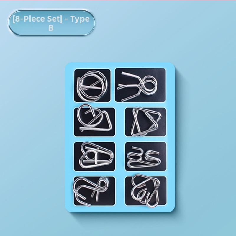 Puzzle cu nouă inele din oțel inoxidabil — Luban/Kongming Lock jucărie educațională, set de 24 piese, deblocare DIY pentru copii 4–6 ani