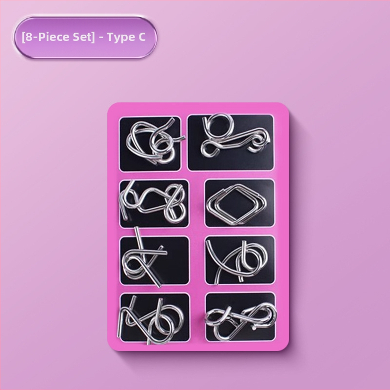 Puzzle cu nouă inele din oțel inoxidabil — Luban/Kongming Lock jucărie educațională, set de 24 piese, deblocare DIY pentru copii 4–6 ani