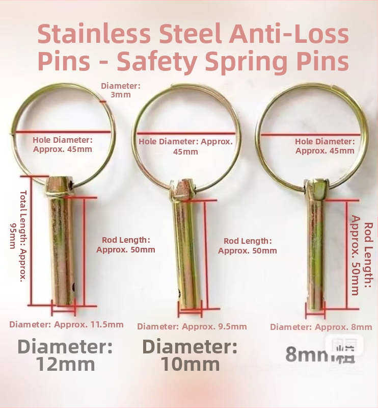 Zámkový pin na traktora na záväs – anti-lost, GB/T 4329-2001, farebná povrchová úprava