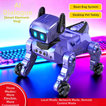 Câine robot AI – jucărie educațională cu telecomandă, încărcare USB, memorie de 8GB, sunet și proiecție de lumină, pentru copii 4–6 ani