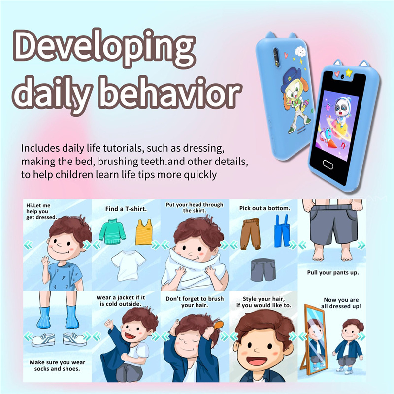 Oktató játéktelefon gyerekeknek kettős kamerával, IPS kijelzővel, 4–8 GB memória, ABS ház, lítium akkumulátor, 4–6 éveseknek