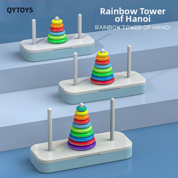 Turnul Hanoi curcubeu — puzzle din plastic pentru antrenament mental, pentru copii 7–14 ani, cu personalizare de tip mostră