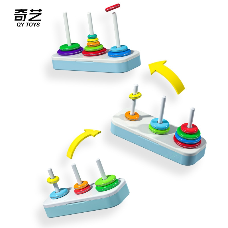 Turnul Hanoi curcubeu — puzzle din plastic pentru antrenament mental, pentru copii 7–14 ani, cu personalizare de tip mostră