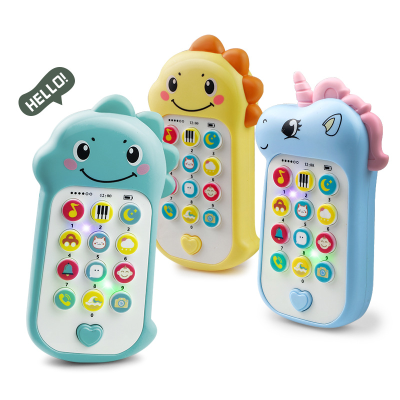 Telefon jucărie educativ pentru copii — din silicon, funcție muzicală, alimentare cu baterii, potrivit pentru copii între 4 și 6 ani
