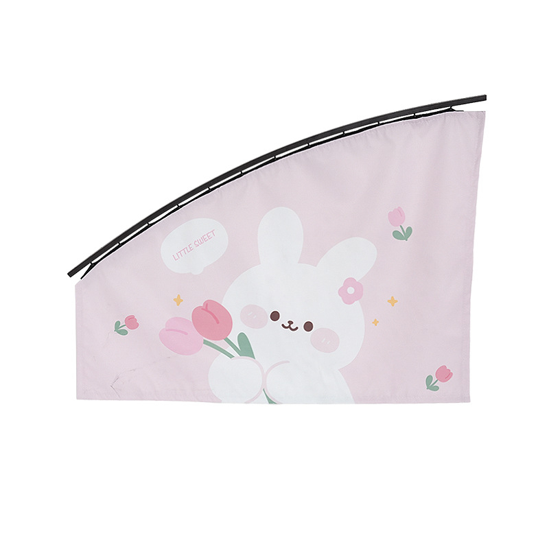 Beépített sínnel ellátott autóablakárnyékoló függöny – fényáteresztő szövet, oldalsó függöny, nyuszis motívum, Blue Rain, Zhejiang