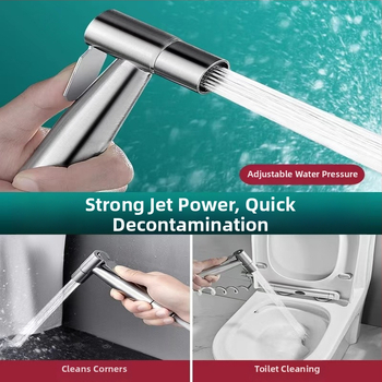 Z nehrdzavejúcej ocele – sprchová pištoľ na toaletu a bidet, s jedným vstupom a dvoma výstupmi, vysokotlakové čistenie