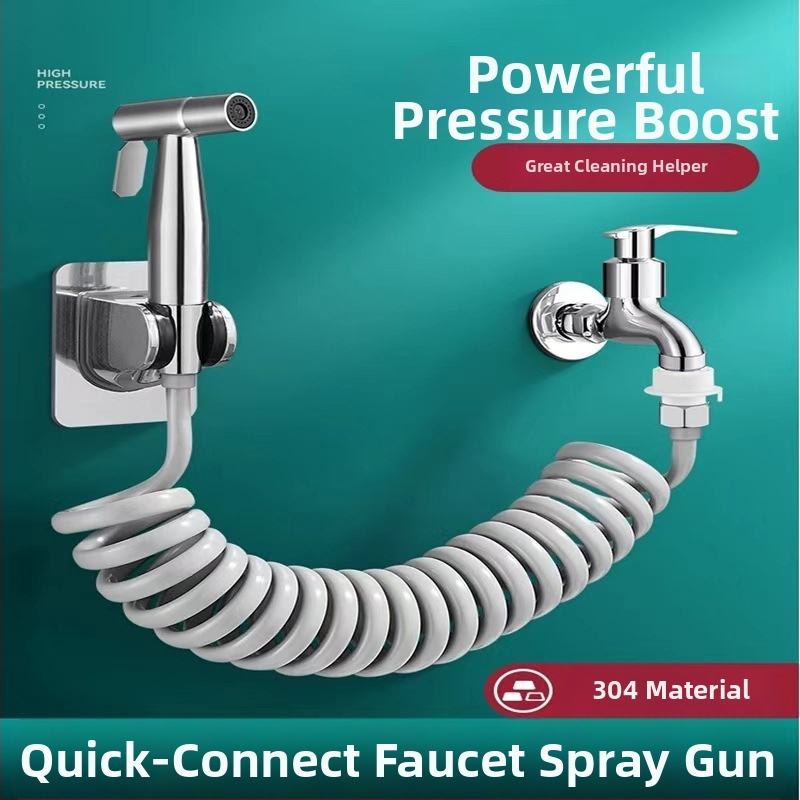 Z nehrdzavejúcej ocele – sprchová pištoľ na toaletu a bidet, s jedným vstupom a dvoma výstupmi, vysokotlakové čistenie