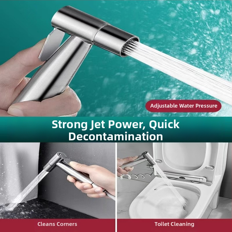 Z nehrdzavejúcej ocele – sprchová pištoľ na toaletu a bidet, s jedným vstupom a dvoma výstupmi, vysokotlakové čistenie