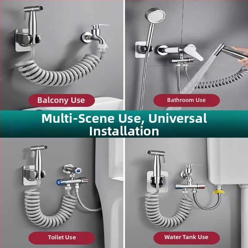 Z nehrdzavejúcej ocele – sprchová pištoľ na toaletu a bidet, s jedným vstupom a dvoma výstupmi, vysokotlakové čistenie