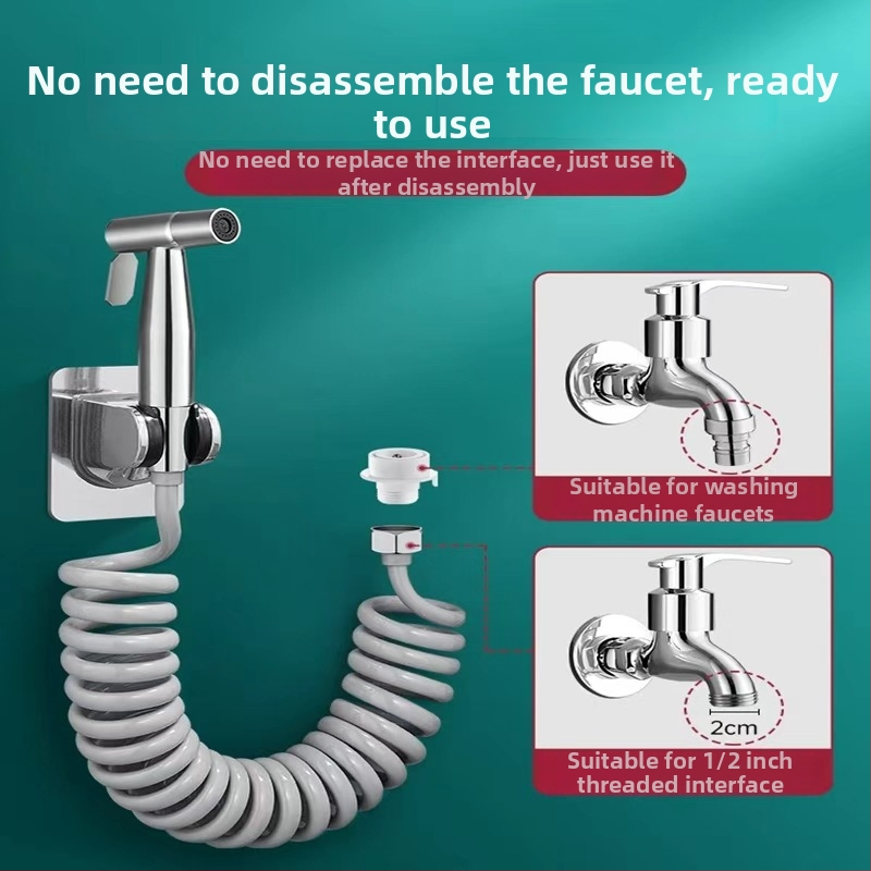 Z nehrdzavejúcej ocele – sprchová pištoľ na toaletu a bidet, s jedným vstupom a dvoma výstupmi, vysokotlakové čistenie