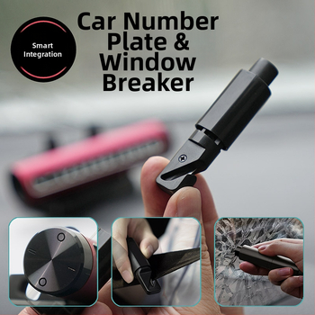 Univerzálny automobilový núdzový nástroj s rozbíjačom skla, bezpečnostným kladivom a držiakom na telefón – plast, prispôsobenie dostupné