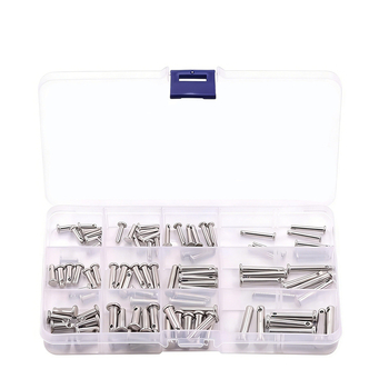 Știfturi de poziționare din oțel inoxidabil 304, cilindrice, cu cap plat cu orificiu, 96 bucăți în cutie