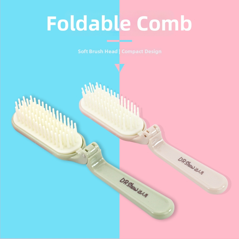 Pieptene pliabil portabil cu cap de perie anti-statice, din plastic, 32 g, dinți fini
