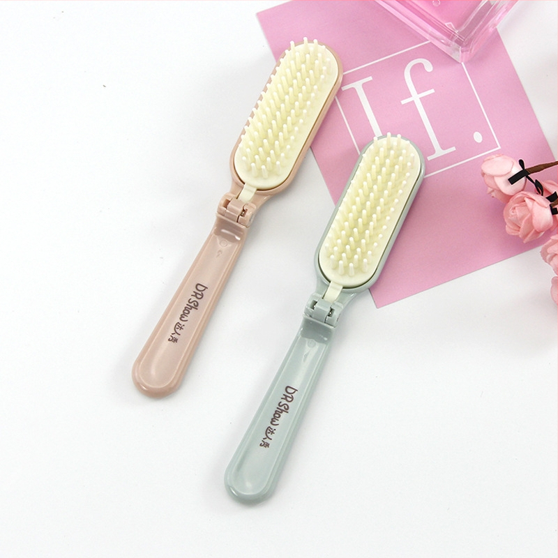 Pieptene pliabil portabil cu cap de perie anti-statice, din plastic, 32 g, dinți fini