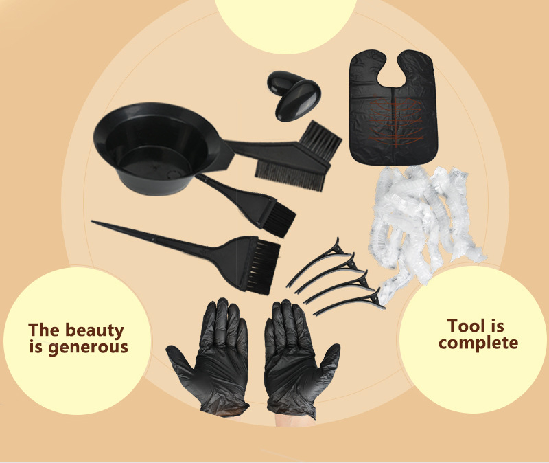 Σετ εργαλείων βαφής μαλλιών 9 τεμαχίων από την Aisilk, με μπολ, προστατευτικά αυτιών, μια χρήσης ποδιά, καπέλο ντους, κλιπ για φάσα και γάντια — Μάρκα: Aisilk; Τύπος: σετ εργαλείων βαφής μαλλιών; Προδιαγραφές: TZ-09; Εφαρμογή: καθολική