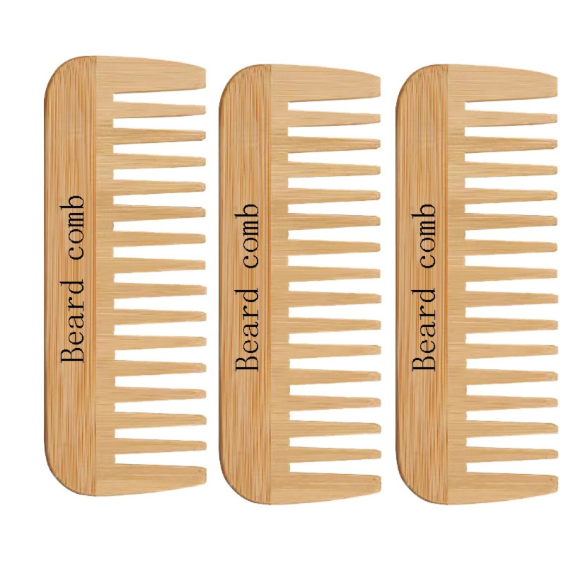 Правоъгълен бамбуков гребен с масажни зъби, с широки зъби, антистатичен дизайн, дебелина 0,6 cm, тегло 22 g