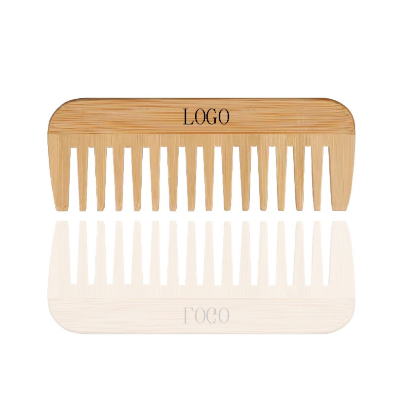 Правоъгълен бамбуков гребен с масажни зъби, с широки зъби, антистатичен дизайн, дебелина 0,6 cm, тегло 22 g