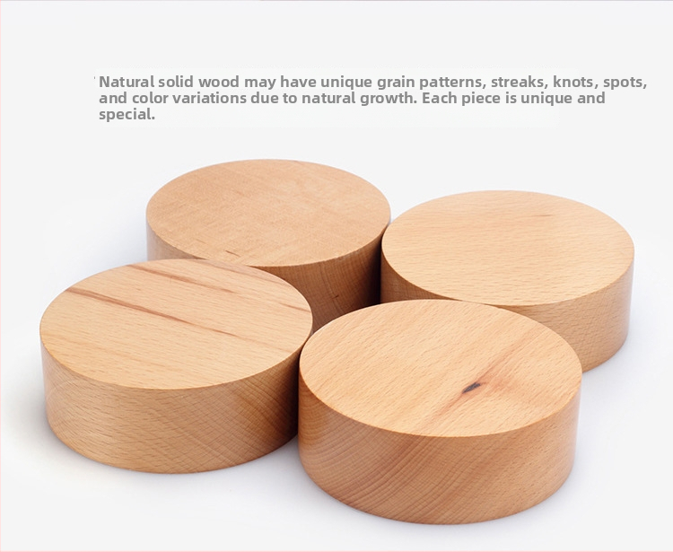 Cutie muzicală rotundă din lemn de fag – personalizare DIY cu lut, imprimare de logo, IP autorizat, stil modern minimalist