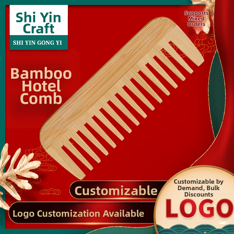 Jednorazový hrebeň z bambusu – obdĺžnikového tvaru, logo tlačené, možnosť prispôsobenia, pôvod: provincia Anhui