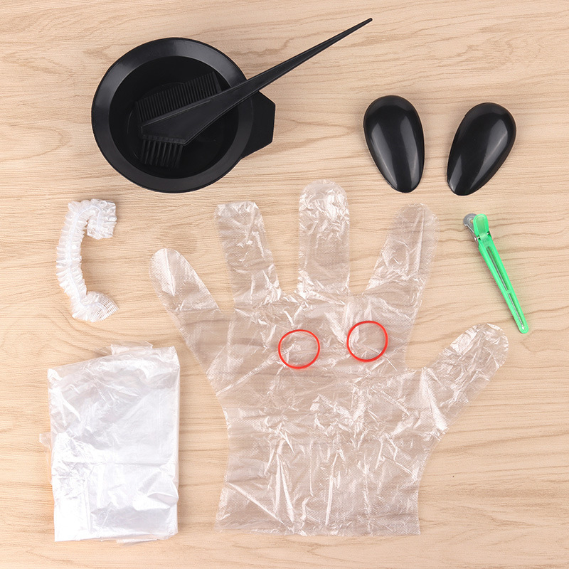 Οκταμελές σετ εργαλείων βαφής μαλλιών με μπολ ανάμειξης βαφής, μανδύας μιας χρήσης, γάντια, χτένα και κλιπ για κομμωτήριο