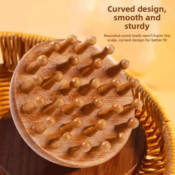 Drevená disková masážna kefka na pokožku hlavy a vlasové folikuly, starostlivosť o vlasy