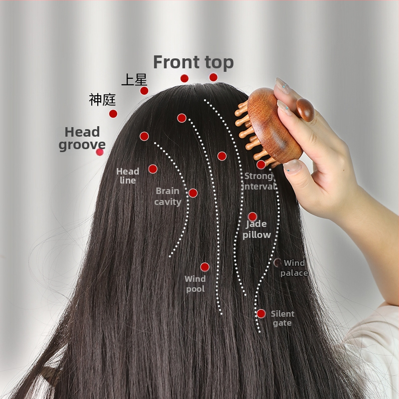 Drevená disková masážna kefka na pokožku hlavy a vlasové folikuly, starostlivosť o vlasy