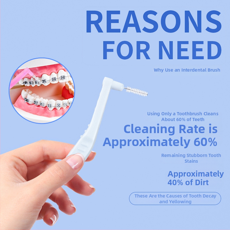 Gold Protector Perie interdentală în formă de L, de unică folosință, 20 buc., peri moi, curățare profundă pentru aparat dentar