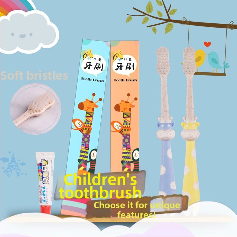 Yu Ran Set Cartoon pentru copii: periuță de dinți și pastă de dinți, de unică folosință, două-in-unu pentru hoteluri, din plastic PP, 15 g, termen de valabilitate 36 de luni