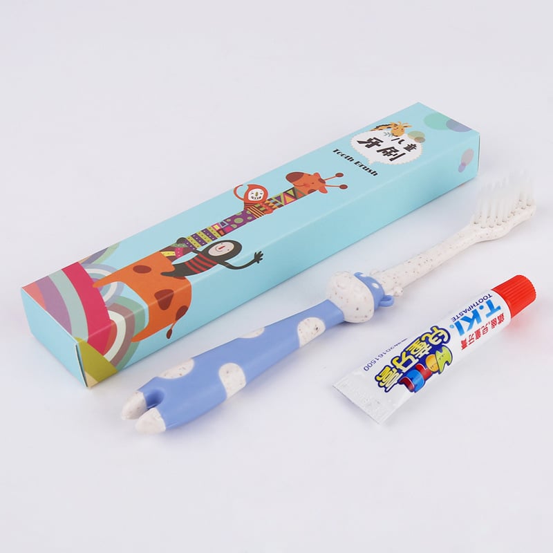 Yu Ran Set Cartoon pentru copii: periuță de dinți și pastă de dinți, de unică folosință, două-in-unu pentru hoteluri, din plastic PP, 15 g, termen de valabilitate 36 de luni