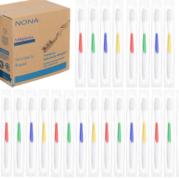 Periuță de dinți manuală NONA 691, peri moi, cutie cu 144 bucăți