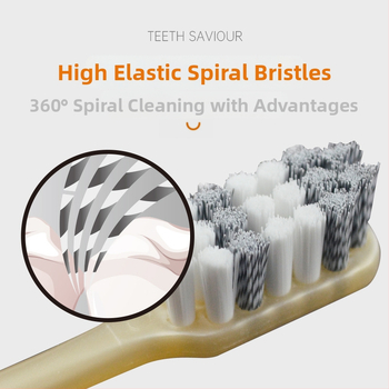 Periuță de dinți manuală cu peri spiral din nailon, duritate medie, ambalaj dublu, modelul 970KA, pentru adulți