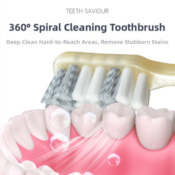 Periuță de dinți manuală cu peri spiral din nailon, duritate medie, ambalaj dublu, modelul 970KA, pentru adulți