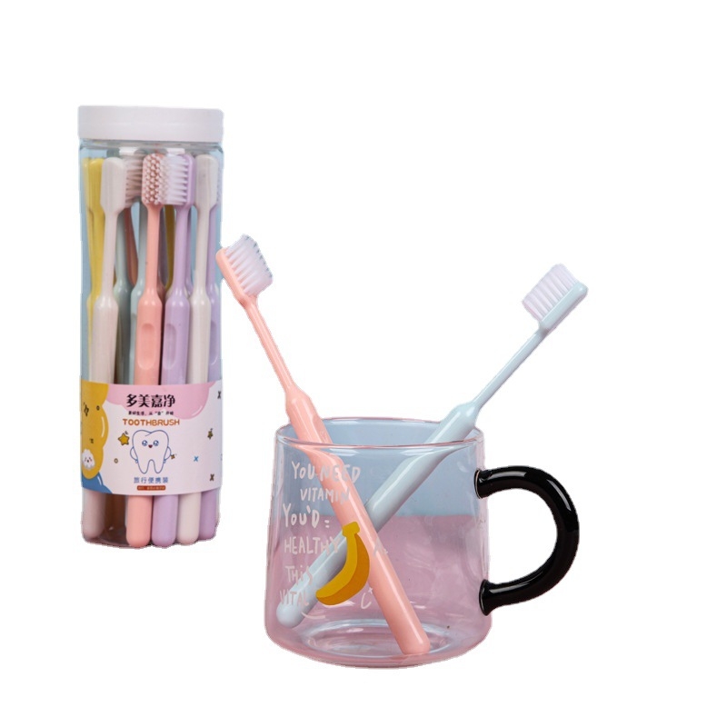 Periuță de dinți manuală, cu peri moi, în design colorat în stil macaroon pentru adulți (ambalaj de 144 buc.)