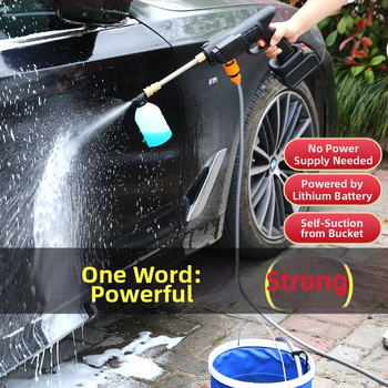 Mașină de spălat auto fără fir, portabilă, reîncărcabilă, pistol de înaltă presiune pentru apă cu duză din ABS plastic